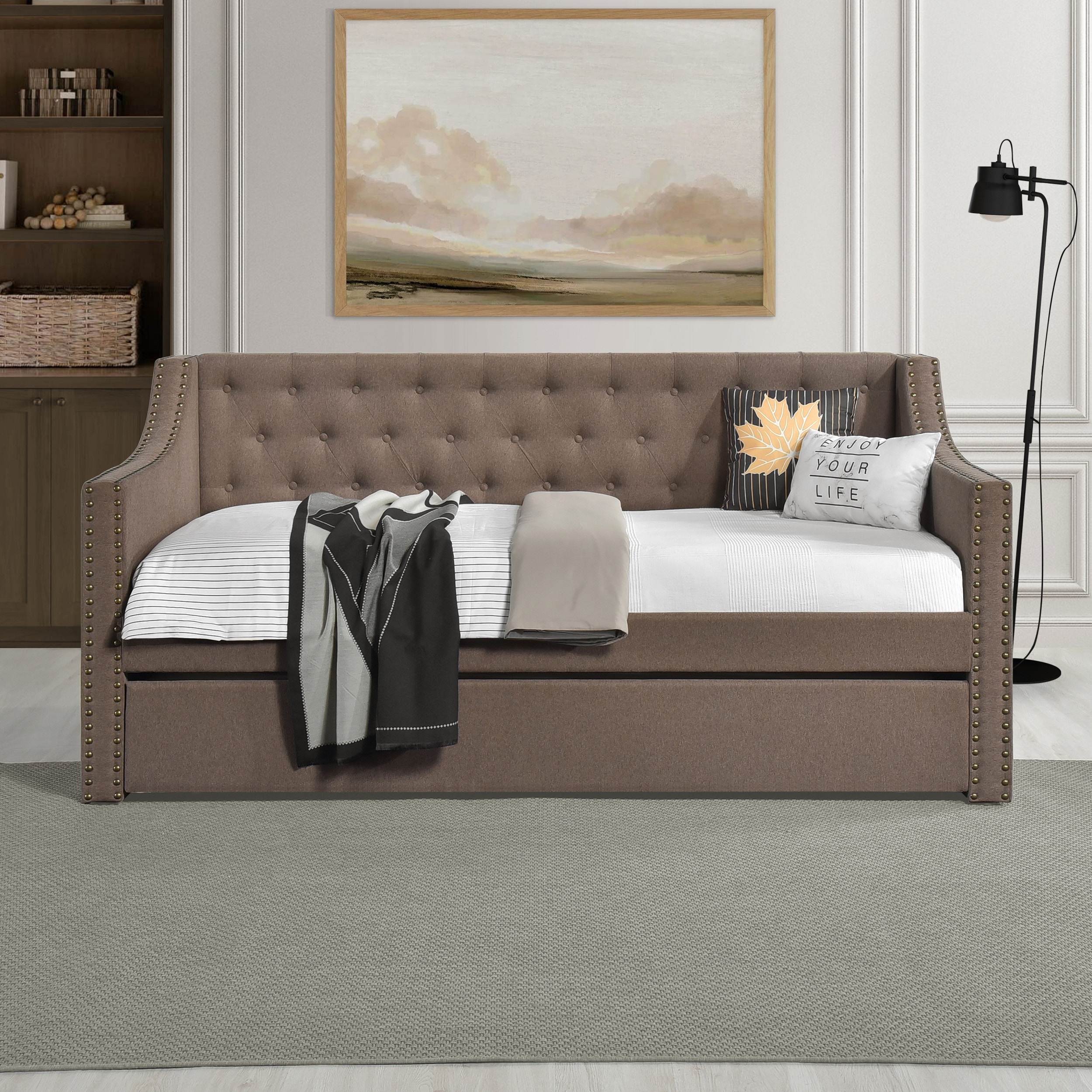 Brown daybed with trundle sales